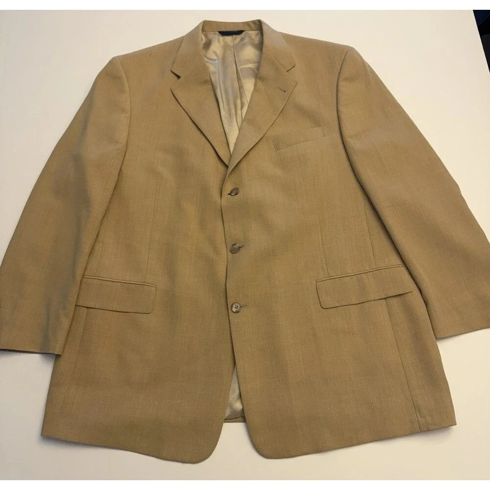 Vintage Burberry London Mens 50S Tan Wool Sport Coat Blazer USA Made